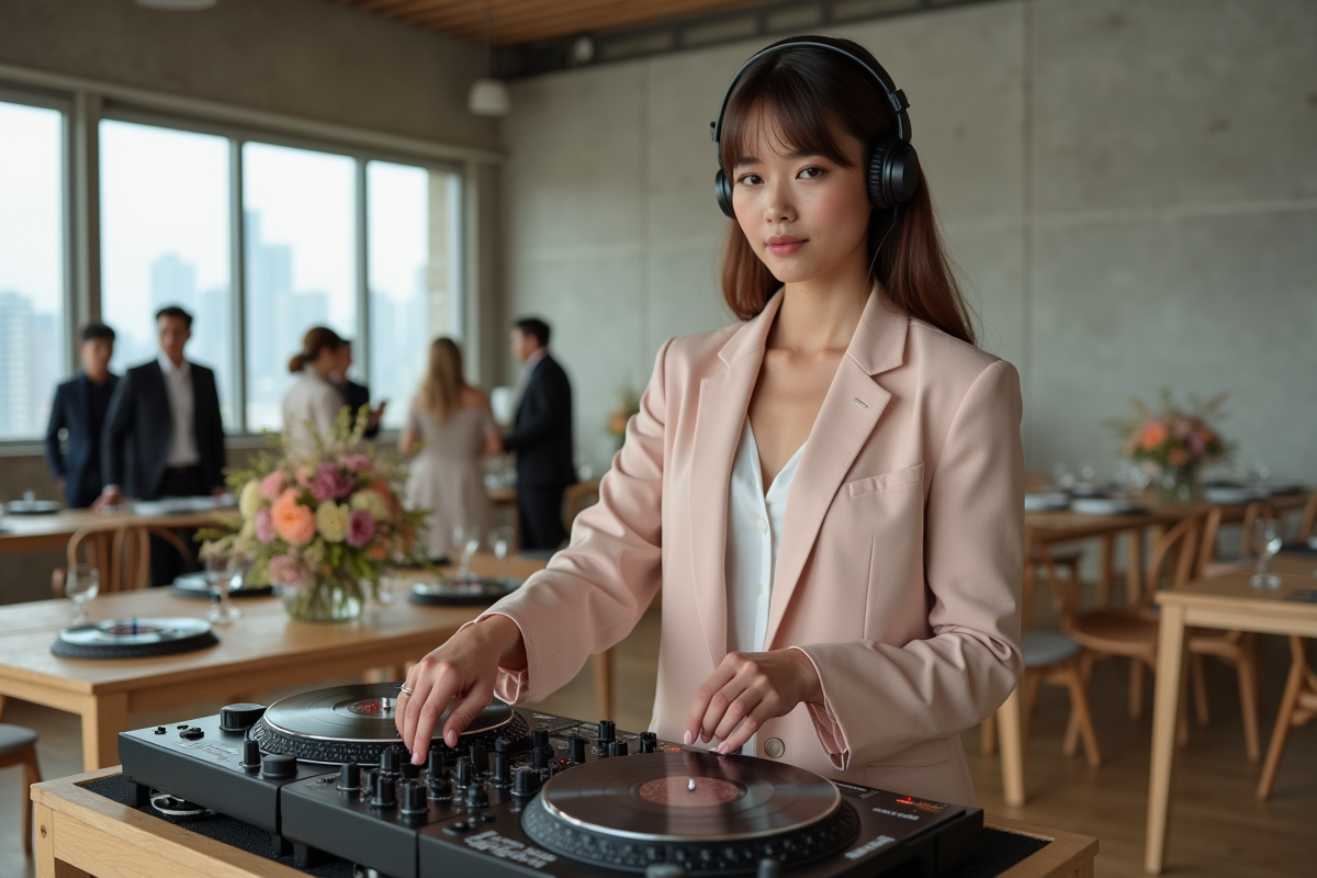 Jeune DJ mixant lors d