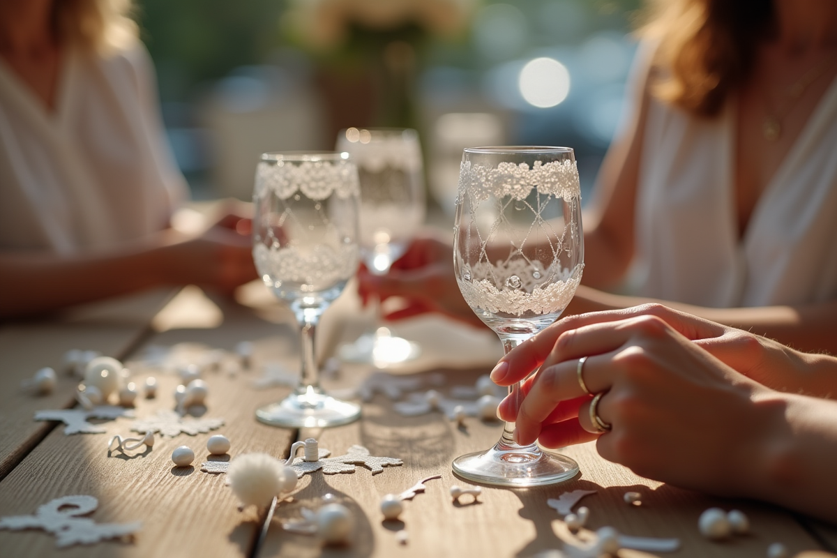 Gestes de personnalisation de verres lors d