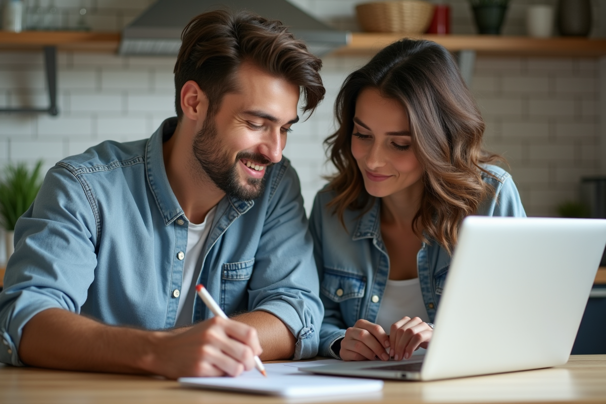 Couple discutant de budget dans leur cuisine