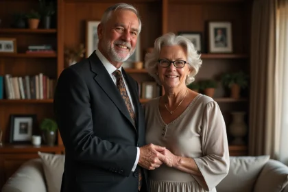 Couple d age moyen dans un salon chaleureux