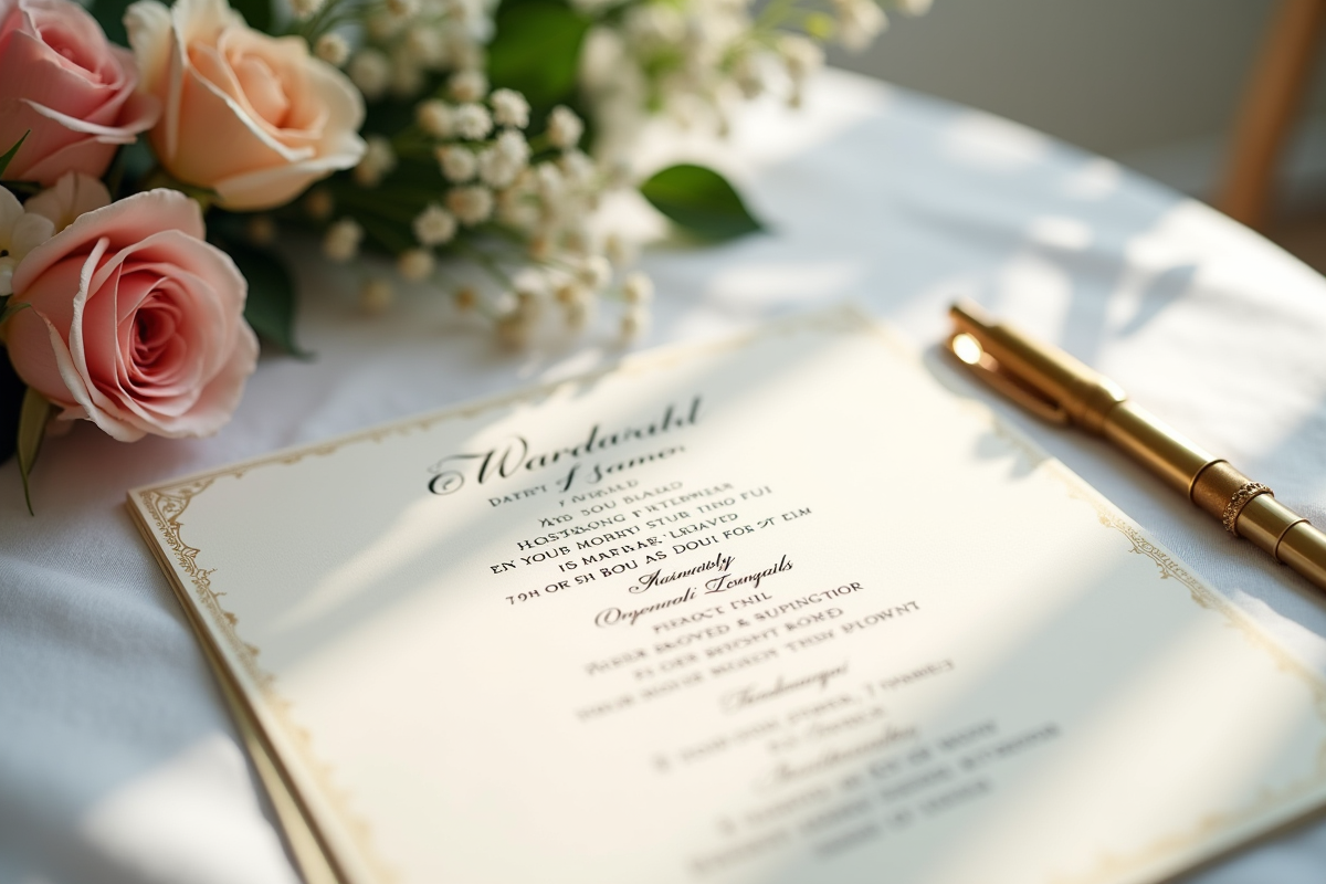 Liste de chansons de mariage écrite à la main sur papier élégant